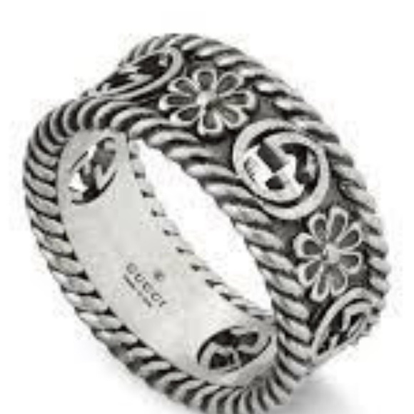 Gucci Sterling Silver GG Flower Ring size 6 with COA - Picture 4 of 6